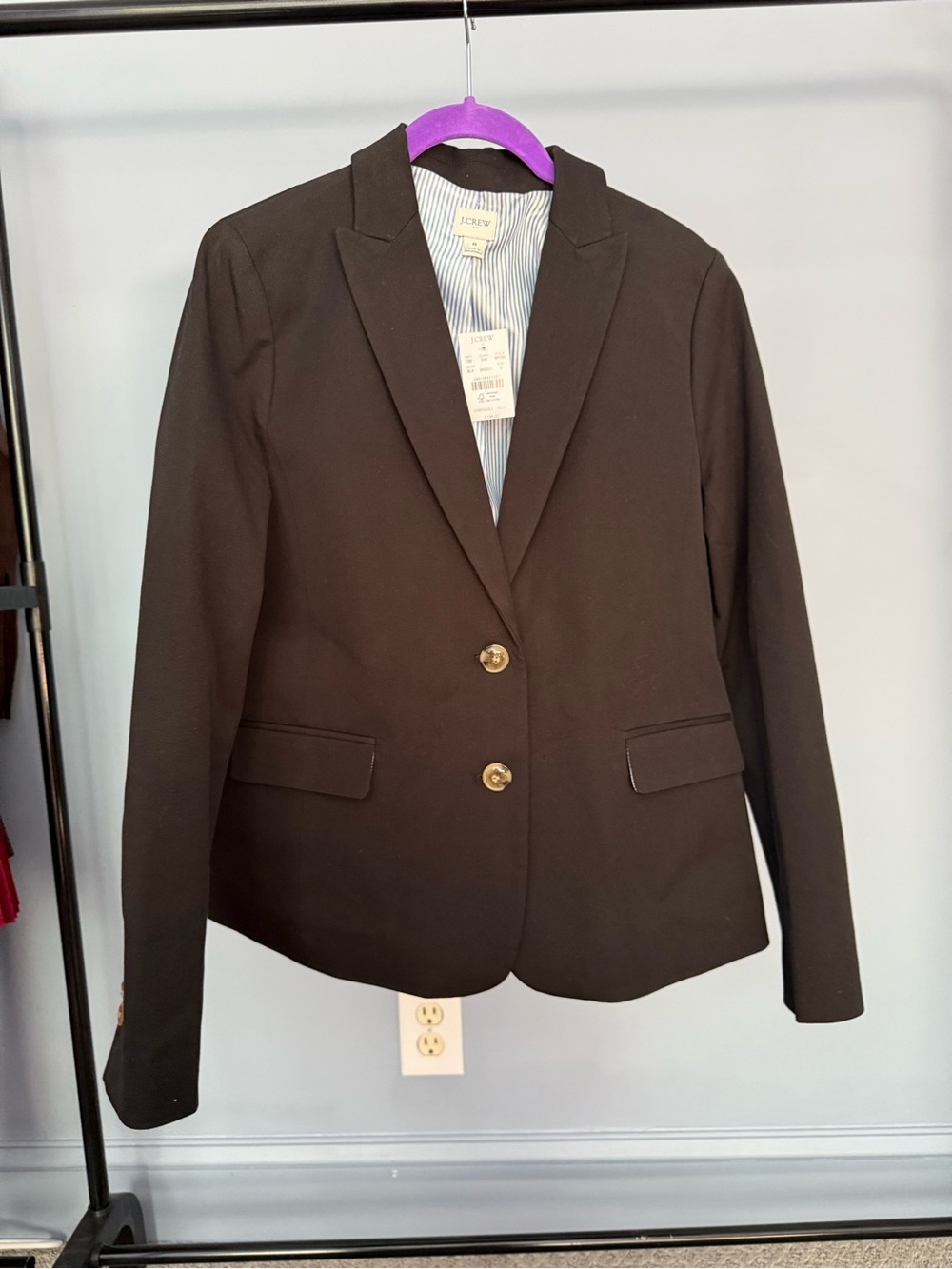 NWT J. Crew Women's Black Two-Button Tailored Blazer